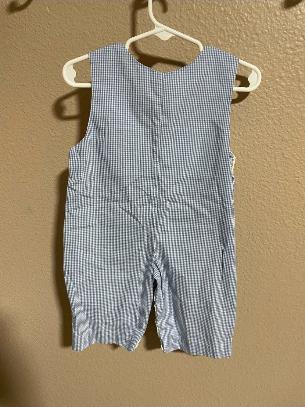 Southern Sunshine Kids Blue Gingham Kids Romper with Smocked Wizard of Oz Motif